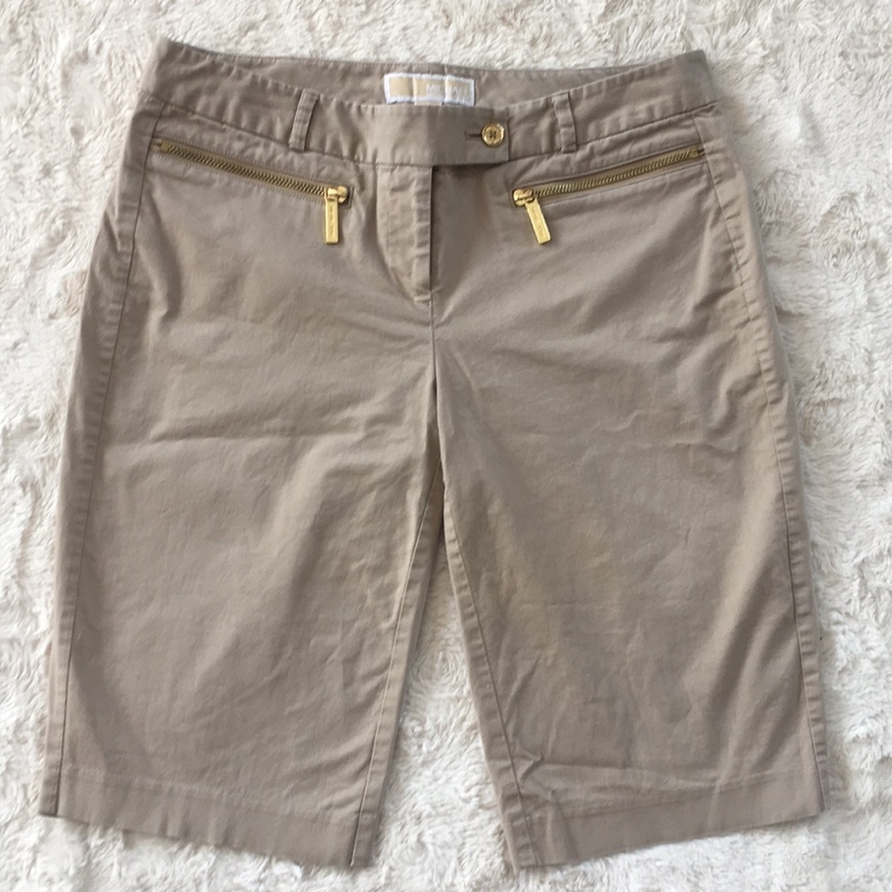 Michael Kors | Khaki Bermuda shorts, gold zippers